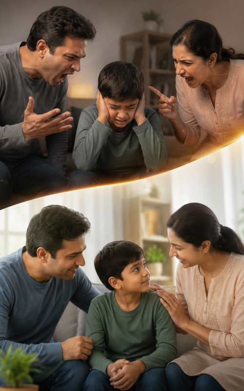 Parents yelling and appeasing